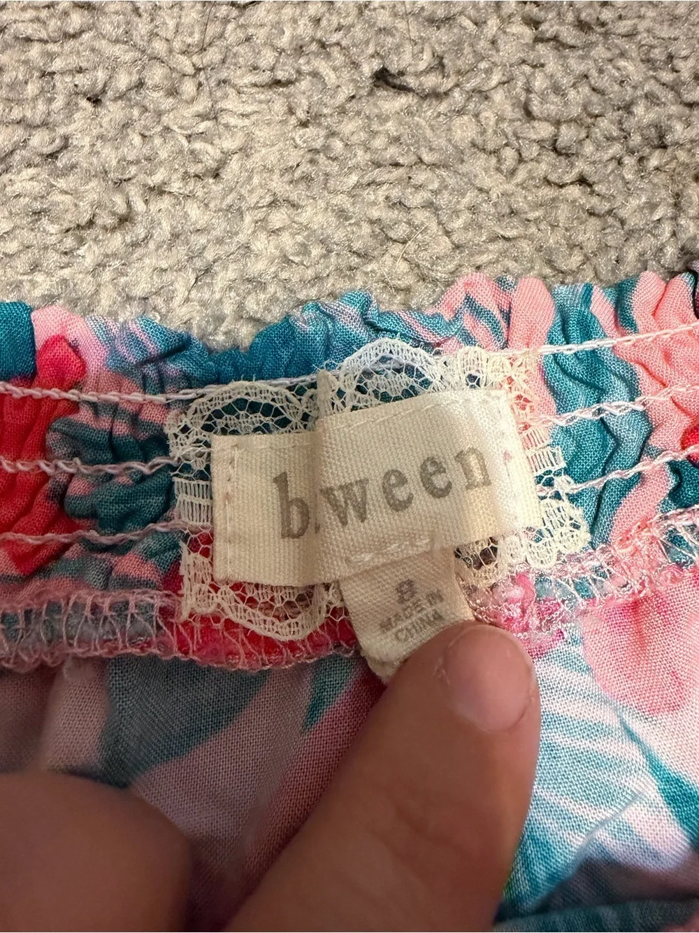 btween Pink Floral Shorts with Teal Leaves